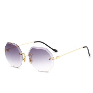 Occhiali da sole 2023 Frameless Crystal Cut Edge Veelhoekige Bril Anti Ultraviolet Zonnebril Vrouwen Retro Fashion Nieuwe 230824