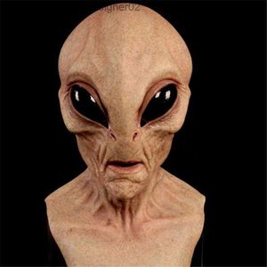 Latex Halloween Alien Mask Horrible Big Eyes OVNI O UFO FOLHO FILHO HORROR ARIGADO CABEÇA DE CABEÇA ALIGENTE MÁQUIMAS DE MONSTRO COSPLAY APS Q230824