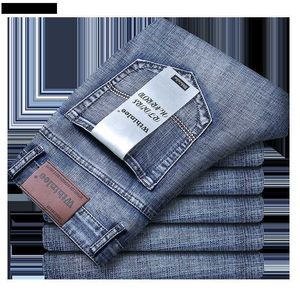 Neue Business-Herren-Jeans, lässig, gerade, Stretch, modisch, klassisch, Blau, Schwarz, Arbeits-Denim-Hose, männliche Markenkleidung, Größe 32–38LF20230824.