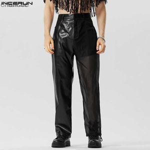 2023 MEN PANTANI PU MESH PETH MESH POTCHWORT CAPPER TRANSPRENT DRIVE MEN STREETTORE STREED SEXY PANTALON S-5XL INCERUNLF20230824.