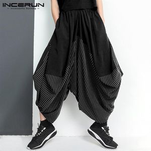 Incerun Men Harem Pants Striped Patchwork Joggers Elastic Waist Fashion Fashion Wide Leg Ounser