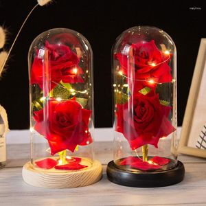 Nocne światła Drop Walentynki Prezent dla dziewczyny Eternal Rose LED LED Mother Mother Wedding Favor Lampka druhna