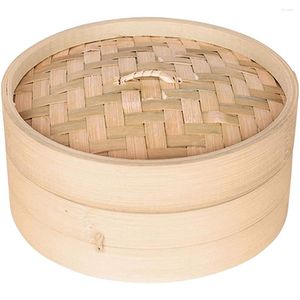 Double Boilers Household Bamboo Steamer Home Tools Basket Chinese Food Lid Steaming Chicken Practical Bun