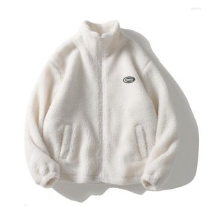 Jaquetas masculinas 2023 inverno quente grosso velo fofo jaqueta hip hop streetwear harajuku fuzzy casual zíper casaco masculino outono cor sólida