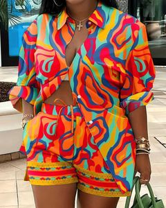 Fashoin Tracksuits Women Two-Tie-Set Lady Summer Frühlingskleidung Designer Positionierung gedruckter Langarmoutfits Plus Size S-3XL