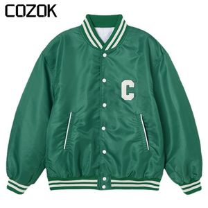 Мужские куртки спортивны ретро зеленая бейсбольная куртка мужская вышиваемая вышива
