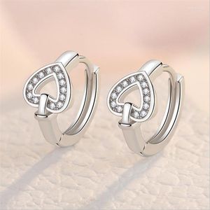 Hoop Earrings Trendy 925 Sterling Silver For Women Jewelry Gift Cute Crystal Heart Hoops Female With Stones Aniti Allergy