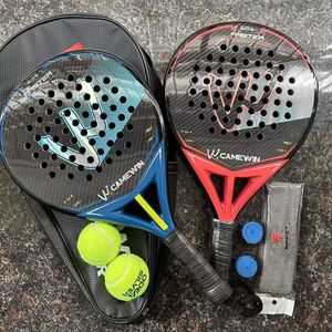 Raquetes de squash camewin padel raquete de tênis 3k 12k 18k fibra de carbono superfície áspera alto equilíbrio com eva memória macia 230824