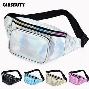 Midjeväska holografisk väska män glänsande fanny pack hologram höft bum reselaser bröstficka med justerbar rem för 230823