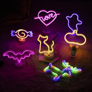 Segno di zucca in neon autunno luci di zucca di zucca tavolo di zucca luci a led luce per barra di Halloween decorazioni per feste di Halloween