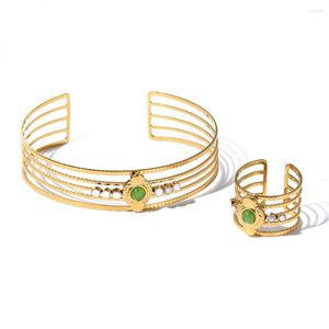 Bangle Wild Wild Free 18k Gold Bated Hollow Wide Aço Anterior para Mulheres Luxo Vintage Anel Estético Jóias