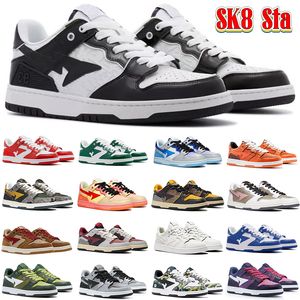 Sıradan SK8 Erkek Kadın Ayakkabı Tasarımcı Kadın Sta Düşük Sneaker Court Nigo Bir Banyo Platformu Platform Ayakkabı Köpekbalığı Siyah Beyaz Patent Gri Deri Yeşil Kadın Eğitmenler