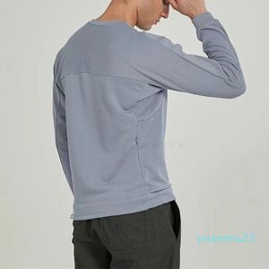 Ll French Terry Men Yoga Outfit Overdimensionerad besättningsbesättningar Tröja Lossa långärmad skjorta Fitness Workout Crew Neck Blus3333