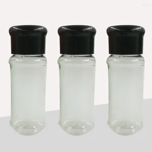 Geschirrssätze 12 PCs schwarzer Behälter Gewürzlagerung Plastik Pfeffer Shakers Flaschen Salzgewürzflaschen Flaschen