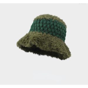 Boinas de chapéu de malha grossa de crochê de mão