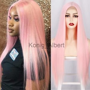 Synthetic Wigs I's a wig Synthetic Pink Small Part Lace Wigs Long Straight Wigs for Women Middle Part Cosplay Wigs Black Red Blonde Hair x0824