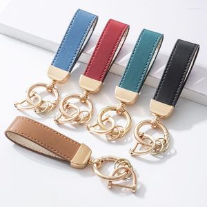 Keychains Luxury Key Chain Men Lady Keychain Contrast Leather For Car Ring Holder Gift Ies Famlies Accessories Wholesale