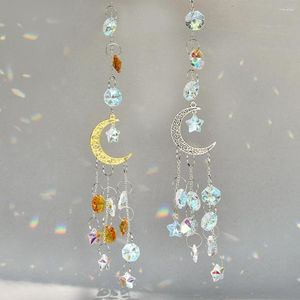 Estatuetas decorativas Crystal Wind Chime Pingente Gold Silver Series Star Moon Creative Home Aeolian Bell Windbell Decoration for