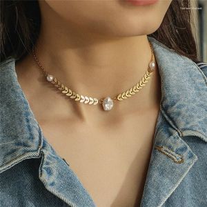 Anhänger Halskette Temperament Modetrend sexy Halskette für Frauen Golden Ohr aus Weizen -Schlangeketten Kragen ein Stück Perlenschmuck