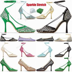 Botega Shoes bottega heels shoe Designers Women Sparkle Stretch Strappy Sandals Leather Rhinestone Mesh Slippers slides Ladies party wedding Dress shoes