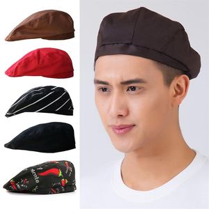 Cappello da cuoco a strisce el uniforme cappelli da cucina Cappuccio di ristorante Working Wear Casual 57-62Cm173f