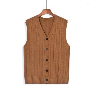 Men's Vests 2023 Vest Waistcoat Ma3 Jia3 Male Qiu Dong Cotton Twist Sweater Polo Coat V-neck