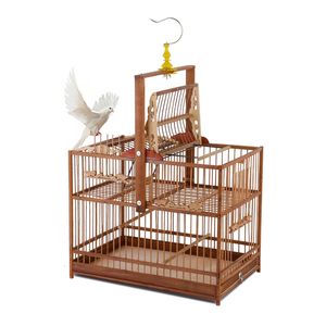 Bamboo Bird Cage Trap with Embroidered Eye Mechanism - 38x25x30cm, Purple