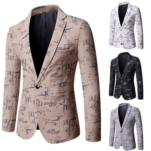 Mens Fashion Высококачественный печатный костюм Casual Wedding Business Male Blazer Jacket Masculino Slim Fit Hombre Plus S2668