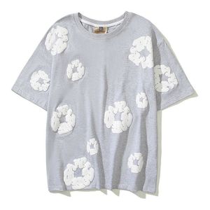 T-shirt da uomo di marca di fiori bianchi Kapok Designer Abbigliamento di moda T-shirt da uomo di lusso T-shirt Kanyes American High Street Denim Tears Kapok Aop Foam Stampa Hip Hop I3DD