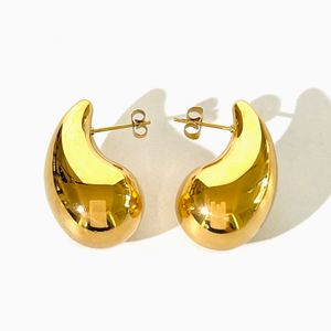 Charm Perisbox Free Tarnish Womens rostfritt stål 18K Gold Pvd Plated Chunky Dome Teardrop Studs Kylie Waterdrop örhängen 230823