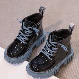 Сапоги Fashion Kids Boots Girls British Style Детские сапоги на щиколотке Осенняя зима теплые водонепроницаемые сапоги для мальчиков 3-15 лет.