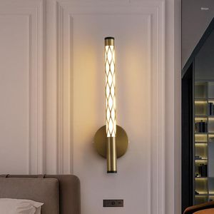 Wandlampe Nordische LED -Lampen Golden schmiedeeiseisen Schlafzimmer Einfache modern