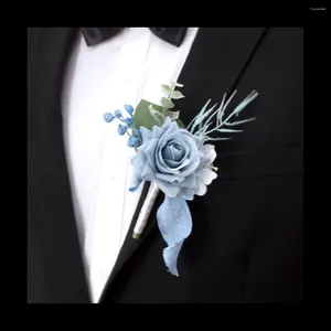 Förvaringspåsar 4st dammiga blå corsage och boutonniere set prom artificiell blommor armband armband