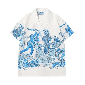 デザイナーショートスリーブカジュアルシャツヒップホップストリートウェアサマーファッションハイストリートコットンTシャツスウェットシャツ通気可能な男性と女性ホワイト