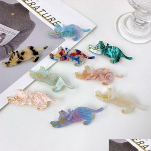 Hair Accessories Cute Cartoon Cat Hairpin Ribbon Acetate Fiber Clips Bangs Duckbill Clip For Womans Girls Fashion Barrettes Drop Del Dhsfn