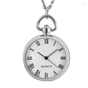 Orologi tascabili a ciondolo al ciondolo in quarzo orologio romani numeri facili leggi piccoli fob a catena per uomini donne le vecchie persone semplici reloj