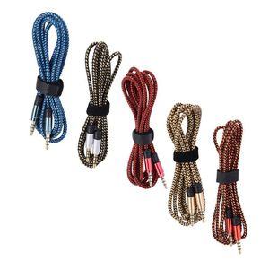 1,5 m 3m 10ft 3,5 mm manlig bil stereo ljudkabel nylon Auxiliary Aux Cables Cord för MP3 -telefonhögtalarens hörlurar surfplatta