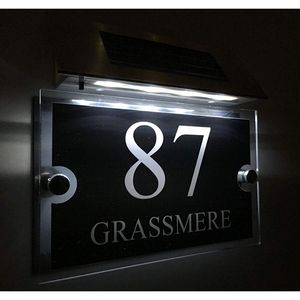 Garden Decorations DIY House Number House Number Personalised Modern House Signs Plaques Door Numbers 1-9999 Street Name Solar Light LED Door Sign 230823