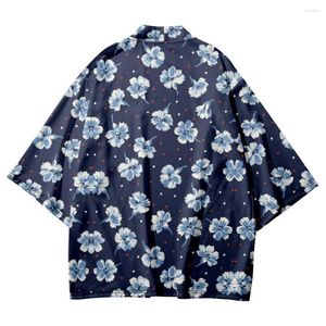 Ethnic Clothing Japanese Floral Printed Kimono Cosplay Men Women Cardigan Samurai Robe Clothes Summer Yukata Vintage Haori