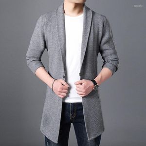 Herrtröjor 2023 modemärke tröja för herr cardigan långa smala hoppare stickad ull höst koreansk stil casual män kläder kk3077