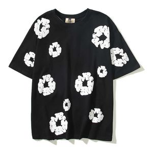 Marca de flores brancas masculinas camisetas kapok roupas de moda moda luxury mass tees kanyes lascas de rua americanas lesões de espuma de espuma