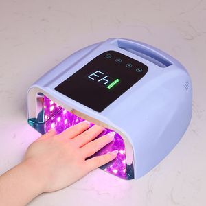 Nail Dryers 96W Rechargeable Nail Lamp with Handle Cordless Gel Lacquer Dryer Professional UV Light for Nails Wireless Nail Art Lamp 230824