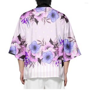 Ethnic Clothing Summer Japanese Flower Printed Kimono Streetwear Cosplay Haori Men Women Cardigan Robe Asian