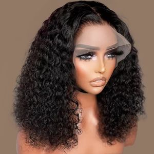 Inne modne akcesoria kręcone ludzkie włosy peruki dla kobiet Brazylijskie krótkie peruki Bob Głębokie fali przedni peruka przedprzepustowane koronkowe peruki