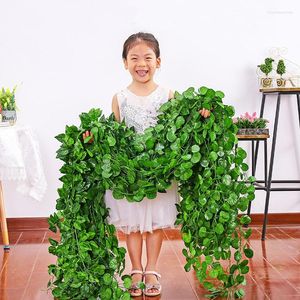 Decorative Flowers Artificial Plant Creeper Grape Leaf Rattan Green Garland DIY Wedding Party Home Bar Garden Wall Decor