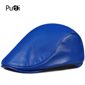 ベレー帽Pudi Man Real Sheep Leather Beret Cap Hat Winter Warm Women Girl Colorful Caps Hats HL919 230823