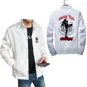 Herrjackor Muay Thai Kick Thailand Martial Art Logo Badge Jacket Men Spring Autumn Casual Windbreaker Coat Man Overized Harajuku