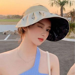 Wide Brim Hats Visor Hat UV Protection Girl Korean Style Cap Love Heart Sunscreen Empty Top Summer Sun