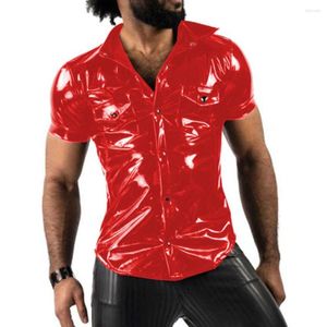 남자 캐주얼 셔츠 패션 트렌드 남자 짧은 소매 턴 다운 셔츠 블라우스 탑 포켓 파티 클럽웨어 오버 셔츠 스포츠 7xl