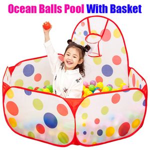Baby Rail Ocean Balls Pool With Basket PlayPen Tent Pit Ocean Wave Balls Basket Foldbar Fun inomhus utomhus kastbollar Lekplats WL01 230823